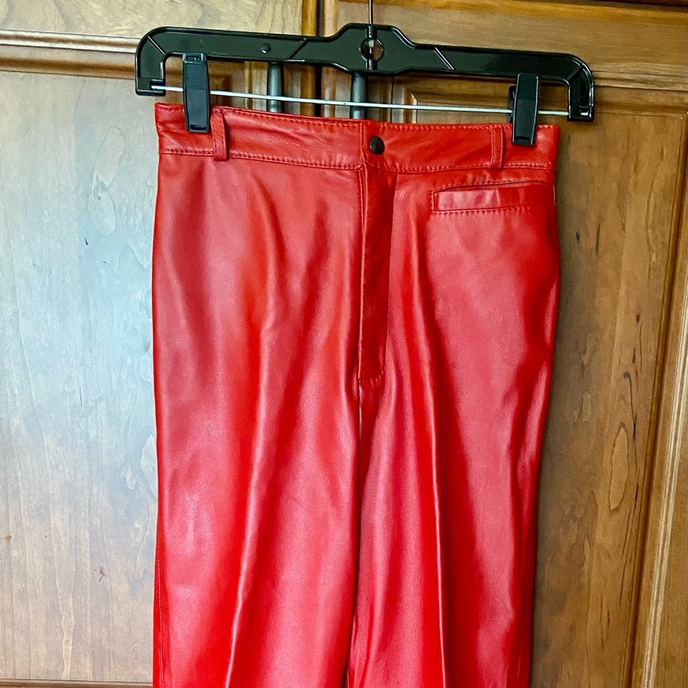 Remy Lambskin Fully Lined Red Leather Pants Sz 4